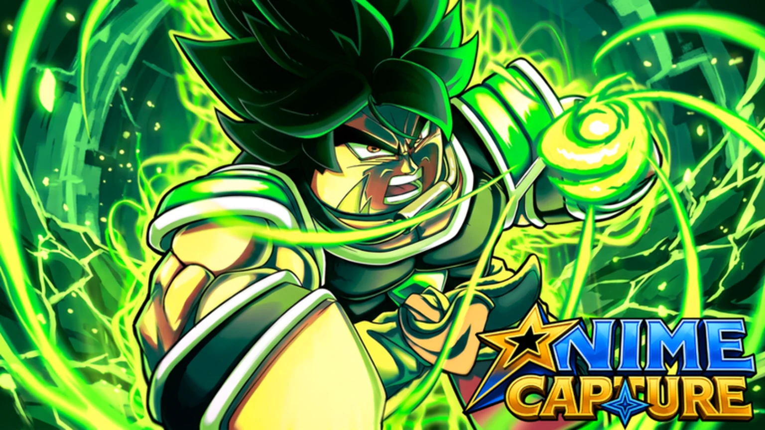 Official Anime Capture green landscape with multiple fighters